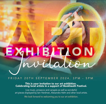 Social square image for the Art Exhibition in support of BookHeath