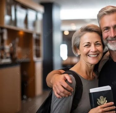 a man and woman holding a Mexican passport