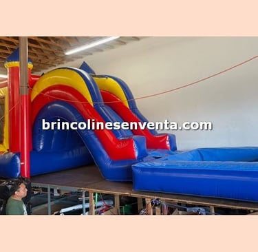 castillo inflable brincolin multicolores de agua