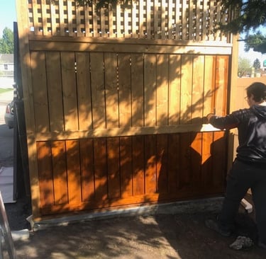 exterior fence painting with stain