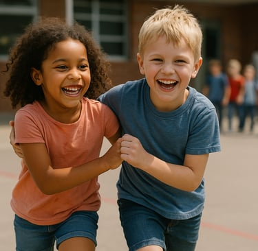 Children playing together outside on the playground