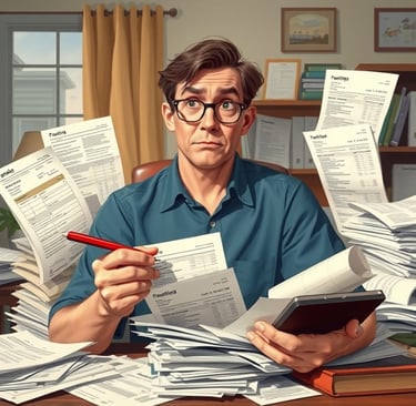 man thinking and analyzing his personal finance portfolio