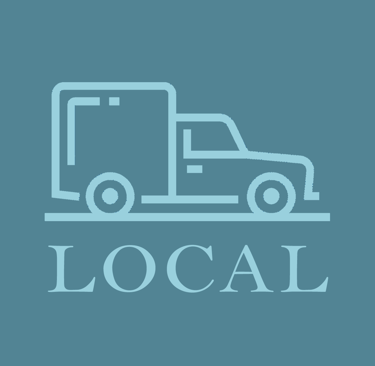 a icon of a delivery truck with the word local below