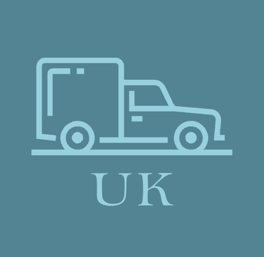 Delivery icon of a truck and the letters UK