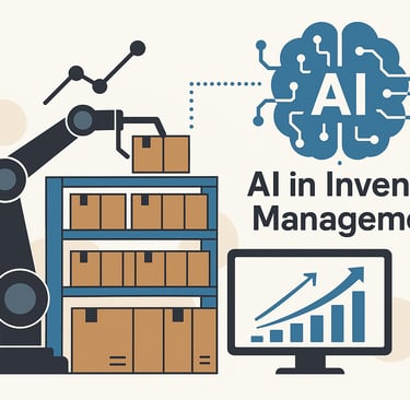 AI-gestuurd voorraadbeheer met robotarm en grafiek