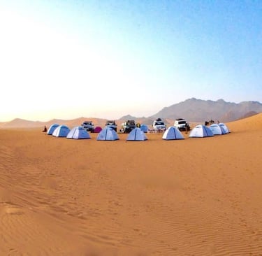 Luxury desert camp in the dunes of Djanet, Tassili n'Ajjer National Park, Algeria