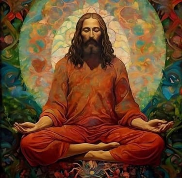 a man sitting in a lotus position with his eyes closed