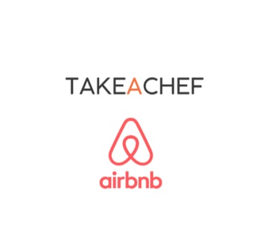 a logo for airbnb, a company that rent airbnb and a logo for Takeachef a private chef service