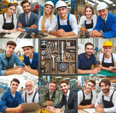 Individuals acquiring new skills through hands-on training