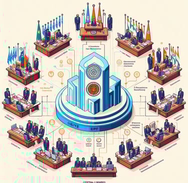 Organizational structure of Central Board, State Boards, and Board of Trustees managing the EPF.