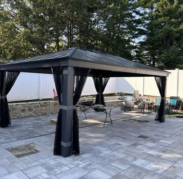 Fully assembled 14 x 20 Canopia gazebo with polycarbonate roof in Billerica, MA