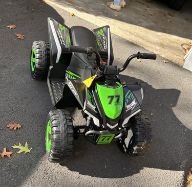 assembled Leisrideon 24 volt electric kid's ATV front view