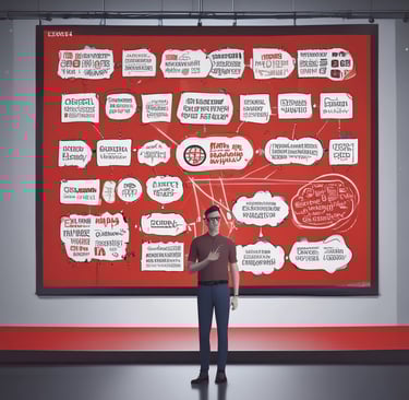 A man stands on a stage in front of a backdrop that reads "Omnichannel Strategy." He uses graphics t