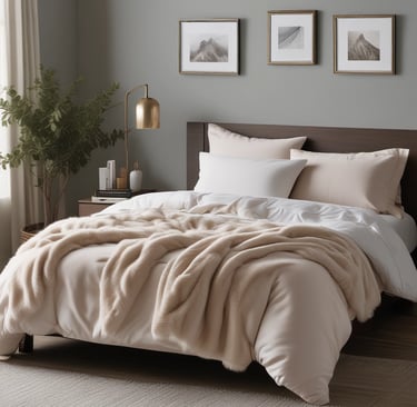 a bed with a blanket on top of it
