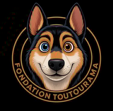 a dog with a dog in a circle with the words foundation for the foundation of