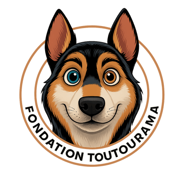 a dog with a dog in a circle with the words foundation for the foundation of