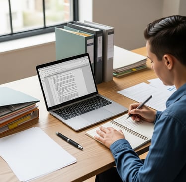 This is a picture of a man working on A Legal English course