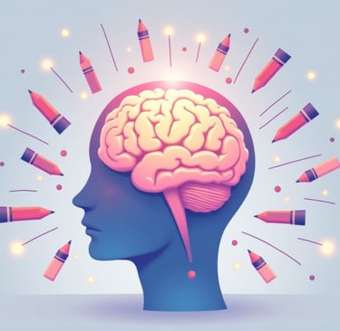 brain and colored pencils