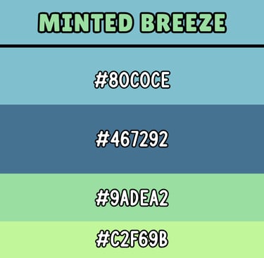 color palette of shades of blue and green