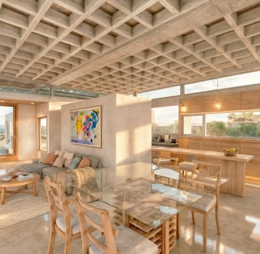 comedor, estar, cocina, integrados, muy luminoso con grandes ventanales. arquitectura con sentido