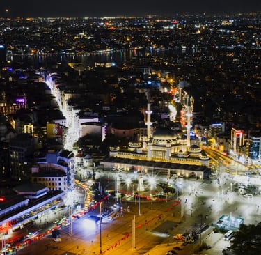 a cityscape of a istanbul at night