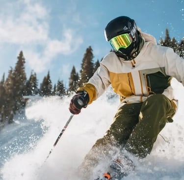 A snowboarder in a yellow jacket and helmet performing a jump over a snowy mountain terrain park fea