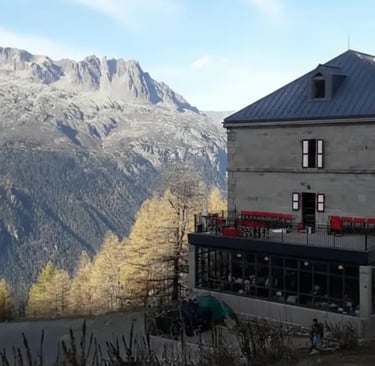 Historic Grand Hotel du Montenvers near Mer de Glace station.
