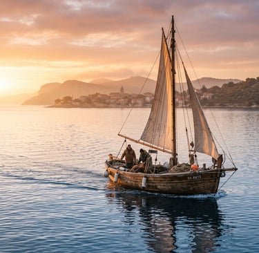 Experienced Fisherman Setting Longlines on the Adriatic Sea