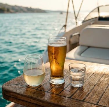 Included wine, beer and rakija on speedboat deck during Dubrovnik private boat tour