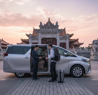 Professional driver providing VIP service on a Kyoto private highlights car tour.