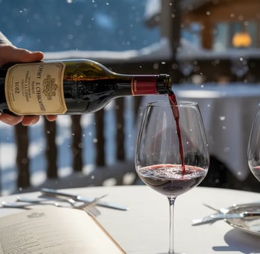 Premium wine service on the sunny mountain terrace of Le Cap Horn.