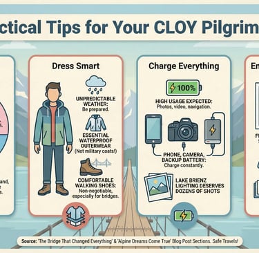 Infographic with travel tips for CLOY filming locations tour.