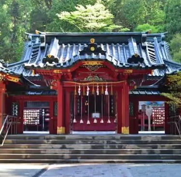 Hakone Shrine in the forest, Mt Fuji and Hakone tour stop