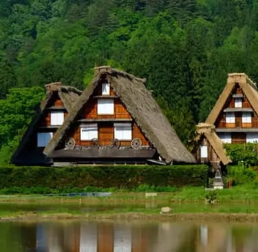 Traditional gassho-zukuri farmhouses in Shirakawa-go