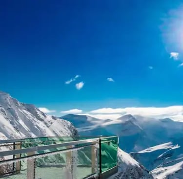 Kitzsteinhorn glacier glass viewing platform panoramic view Kaprun Austria.