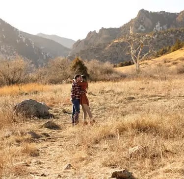 Hiker on Boulder Colorado mountain trail during professional scenic photoshoot
