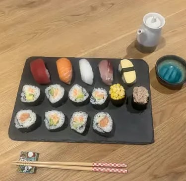 Small group sushi class at Atelier SUSHI Kyoto with host Kana guiding participants