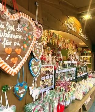 Traditional Austrian gingerbread hearts at a local market in Graz