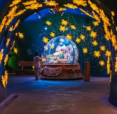 Giant snow globe display in Alpine Sensation hall at Jungfraujoch Top of Europe