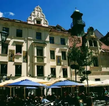 The historic Hauptplatz main square in Graz featuring monumental architecture