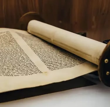 Ancient Torah scroll inside the Jewish Quarter in Graz Austria UNESCO heritage site.