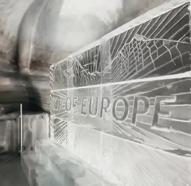 Top of Europe sign carved into ice wall inside Jungfraujoch Ice Palace