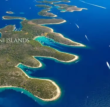 Aerial view of the Pakleni Islands, a key stop to avoid Split crowds by boat