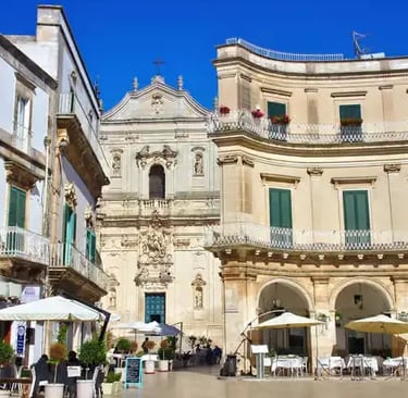Martina Franca Baroque square and basilica visited on private Valle d'Itria tour from Lecce