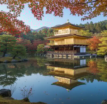Golden Pavilion Kinkaku-ji pond reflection, Kyoto day trip.