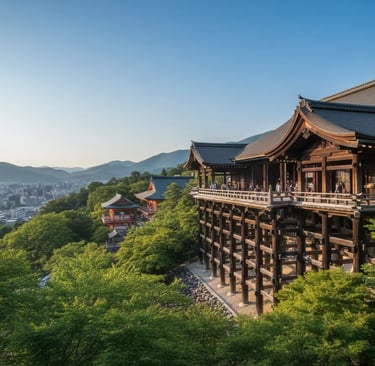 Kiyomizu-dera wooden stage view in Kyoto