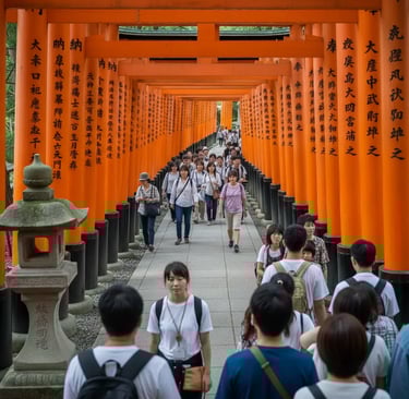 Fushimi Inari Taisha torii gates path, iconic stop on Kyoto private car tour.