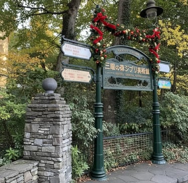 Ghibli Museum entrance sign and gate in Mitaka, Tokyo.