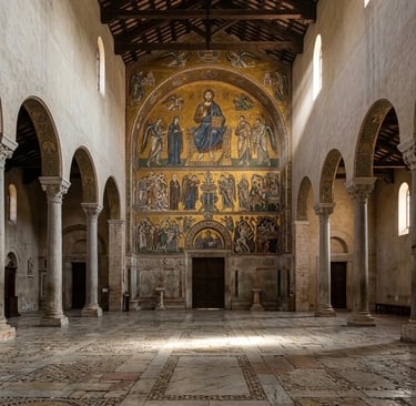 Byzantine Last Judgment gold mosaic inside Cathedral of Santa Maria Assunta Torcello