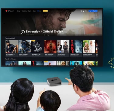 familly watching an iptv service